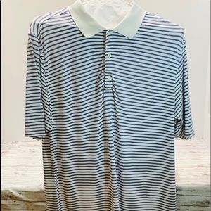 P&G Blue and White striped short sleeve Gold shirt - XL